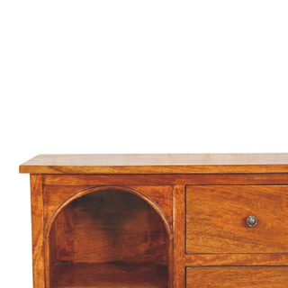 Arbor Display Cabinet Arched Open Niche Three-Drawer Chestnut Compact