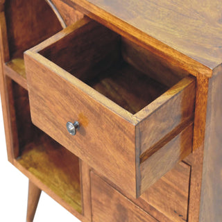 Arbor Display Cabinet Arched Open Niche Three-Drawer Chestnut Compact