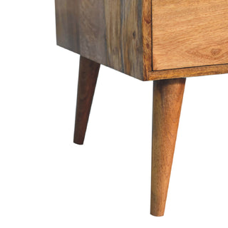 Zara Coffee Table with Storage Drawers Woven Rattan Top Brass Knobs