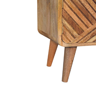 Wren Storage Bench Cream Boucle Seat Hand-Carved Diagonal Panel Side Drawer Oak Nordic Legs