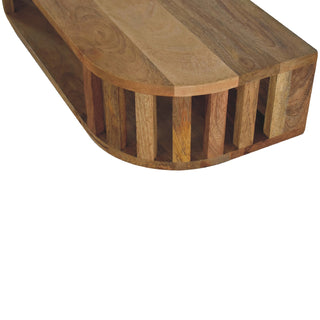 Shoji Wall-Mounted Console Table Oak Japanese Slatted Open Shelf Mango