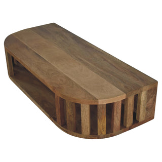 Shoji Wall-Mounted Console Table Oak Japanese Slatted Open Shelf Mango