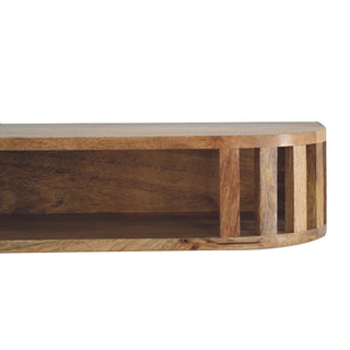Shoji Wall-Mounted Console Table Oak Japanese Slatted Open Shelf Mango