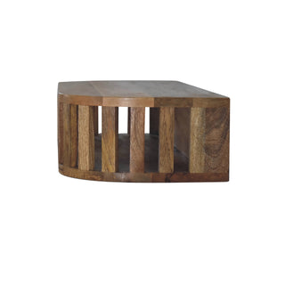 Shoji Wall-Mounted Console Table Oak Japanese Slatted Open Shelf Mango