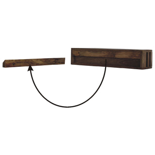 Shoji Wall-Mounted Console Table Oak Japanese Slatted Open Shelf Mango