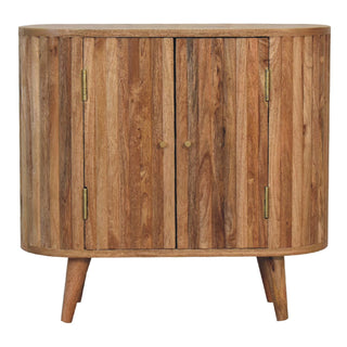 Rova Sideboard Cabinet Oval Ribbed-Stripe Natural Oak Twin-Door