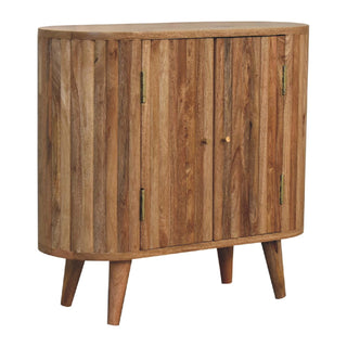 Rova Sideboard Cabinet Oval Ribbed-Stripe Natural Oak Twin-Door