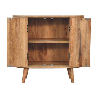 Rova Sideboard Cabinet Oval Ribbed-Stripe Natural Oak Twin-Door