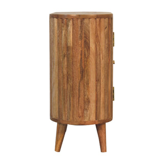 Rova Sideboard Cabinet Oval Ribbed-Stripe Natural Oak Twin-Door