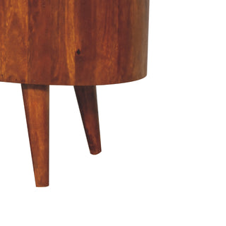 Ovala Media Unit Chestnut Finish Oval Body Dual Open Shelves