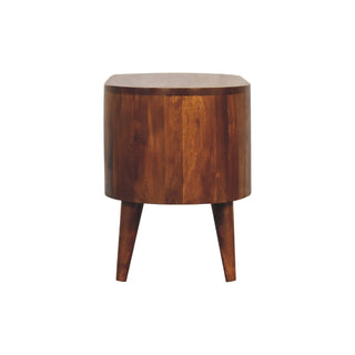 Ovala Media Unit Chestnut Finish Oval Body Dual Open Shelves