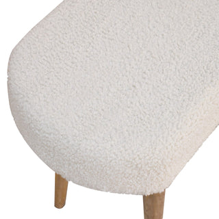 Floss Upholstered Bench Cream Boucle Smooth Oval Seat Natural Oak Nordic Splayed Legs