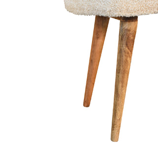 Floss Upholstered Bench Cream Boucle Smooth Oval Seat Natural Oak Nordic Splayed Legs