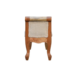 Elise Bedroom Bench Cream Bouclé Upholstered Hand-Carved Cabriole Legs Scrolled Arms