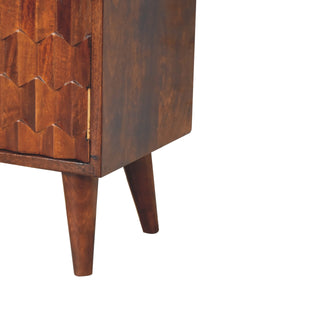 Briar Display Cabinet Honeycomb Scale Relief Carved Deep Chestnut Twin-Door