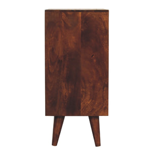 Briar Display Cabinet Honeycomb Scale Relief Carved Deep Chestnut Twin-Door