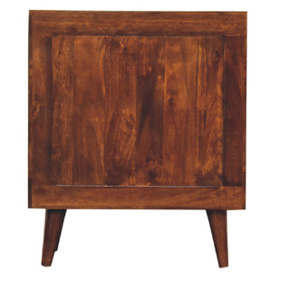 Briar Display Cabinet Honeycomb Scale Relief Carved Deep Chestnut Twin-Door