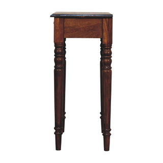 Delaine Writing Desk Mango Wood Chestnut Fluted Spindle Legs With Brass Knob