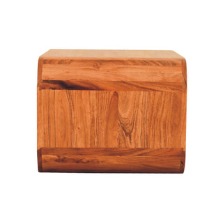 Loop Media Unit Caramel Solid Acacia Wood Open Tunnel Rectangle Body with Smooth Rounded Edges
