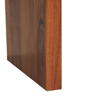 Curve Coffee Table Solid Acacia Wood C-Shape Waterfall Rounded Caramel