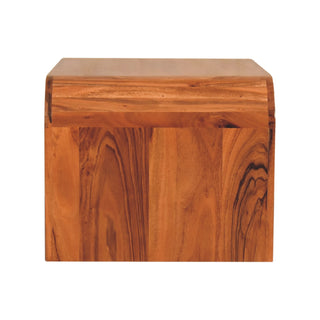 Curve Coffee Table Solid Acacia Wood C-Shape Waterfall Rounded Caramel