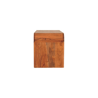 Arc Media Unit Caramel Solid Acacia Wood U-Shape Arc Frame Large Open Drawer Smooth Rounded Edges
