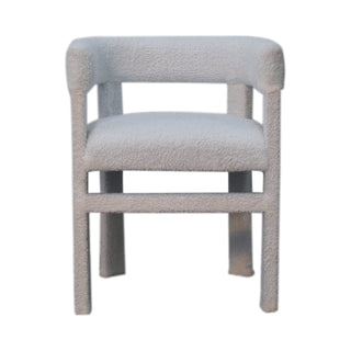 Neve Accent Chair Snow White Boucle Slatback Chunky Block Frame