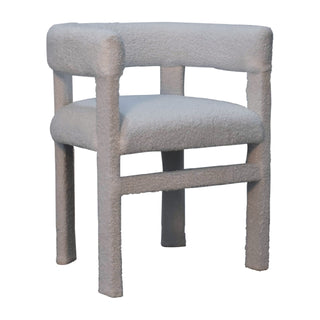 Neve Accent Chair Snow White Boucle Slatback Chunky Block Frame