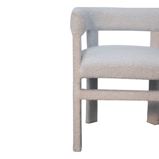 Neve Accent Chair Snow White Boucle Slatback Chunky Block Frame