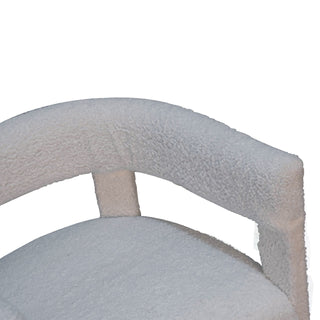 Neve Accent Chair Snow White Boucle Slatback Chunky Block Frame