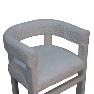 Neve Accent Chair Snow White Boucle Slatback Chunky Block Frame
