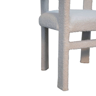 Neve Accent Chair Snow White Boucle Slatback Chunky Block Frame