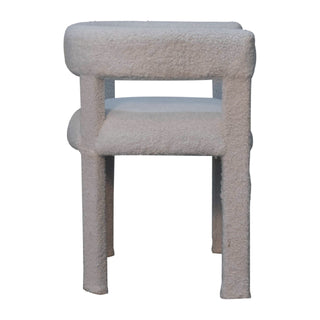 Neve Accent Chair Snow White Boucle Slatback Chunky Block Frame