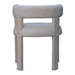 Neve Accent Chair Snow White Boucle Slatback Chunky Block Frame