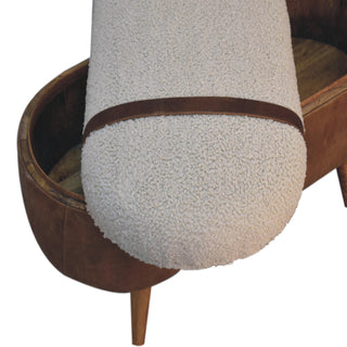 Arlo Hallway Bench Boucle Seat Tan Buffalo Leather Base Oval Nordic Oak Legs