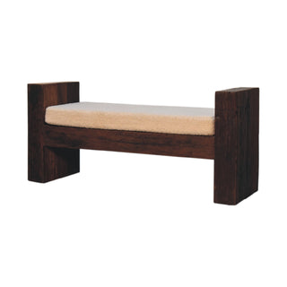 Birch Bedroom Bench Reclaimed Teak Oak Boucle Cushion Chunky Block Legs Stretcher Rail