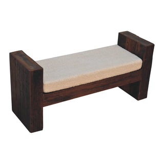 Birch Bedroom Bench Reclaimed Teak Oak Boucle Cushion Chunky Block Legs Stretcher Rail