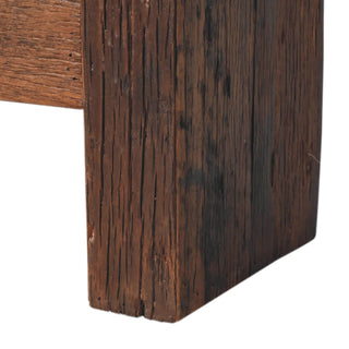 Birch Bedroom Bench Reclaimed Teak Oak Boucle Cushion Chunky Block Legs Stretcher Rail