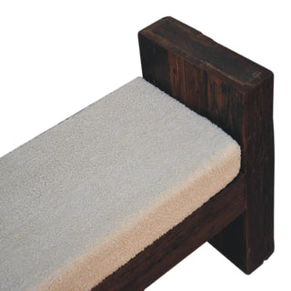 Birch Bedroom Bench Reclaimed Teak Oak Boucle Cushion Chunky Block Legs Stretcher Rail