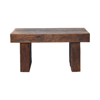 Ember Reclaimed Wood Coffee Table Chunky Block Legs Dark Walnut