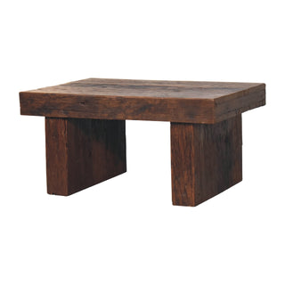 Ember Reclaimed Wood Coffee Table Chunky Block Legs Dark Walnut