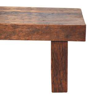 Ember Reclaimed Wood Coffee Table Chunky Block Legs Dark Walnut