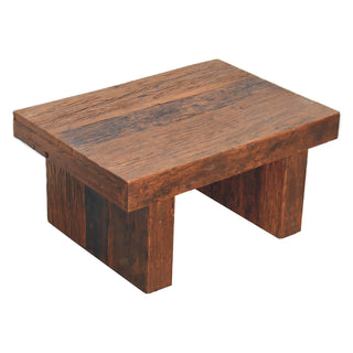Ember Reclaimed Wood Coffee Table Chunky Block Legs Dark Walnut