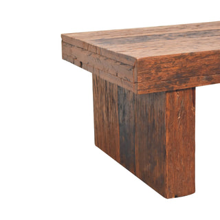 Ember Reclaimed Wood Coffee Table Chunky Block Legs Dark Walnut