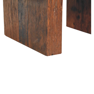Ember Reclaimed Wood Coffee Table Chunky Block Legs Dark Walnut