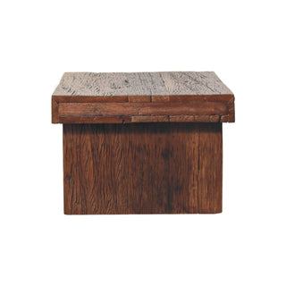 Ember Reclaimed Wood Coffee Table Chunky Block Legs Dark Walnut