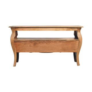 Regence Media Unit Greyish-Green Mango Wood Hand-Painted Crown Crest Bombe Form with Chantilly Legs