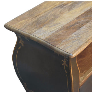 Regence Media Unit Greyish-Green Mango Wood Hand-Painted Crown Crest Bombe Form with Chantilly Legs