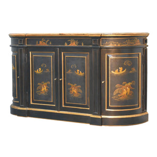 Dynasty Large Sideboard with Hand-Painted Lacquer Doors and Serpentine Plinth Base
