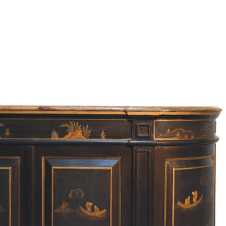 Dynasty Large Sideboard with Hand-Painted Lacquer Doors and Serpentine Plinth Base